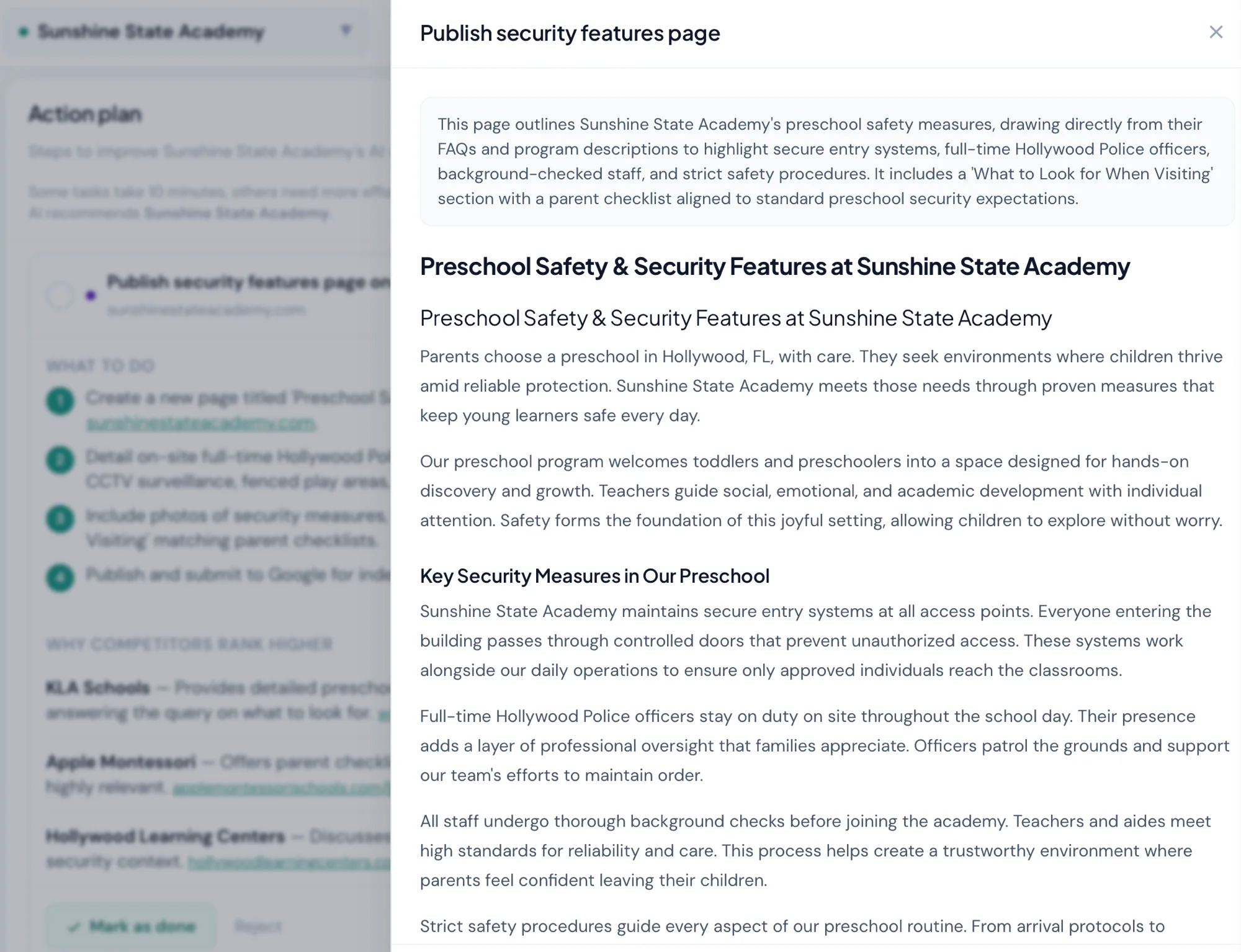 Generated content matching business tone of voice, ready to publish